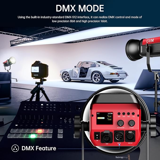 GVM Great Video Maker 200W Video Light Kit, LED Video Light Studio, Bluetooth Mesh Network/DMX Control, 45400lux/1m Continuous Lighting, 12 Lighting Effects, 2700K-6800K