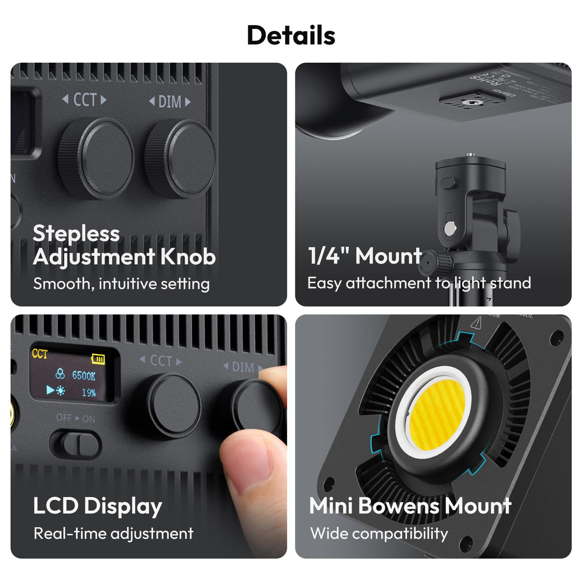 Ulanzi Portable RGB COB Video Light 2700K-6500K CRI95+ CCT Full Color