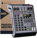 Professional Audio Mixer 4 Channel Sound Board Console System 99 DSP DJ Mixer 48V Phantom for Karaoke DJ Studio Streaming Recording