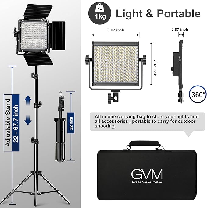 GVM RGB Video Lighting, 360° Full Color Led Video Light with APP Control, 3 Packs 850D Photography Lighting Kit CRI 97, YouTube, Aluminum Alloy Shell