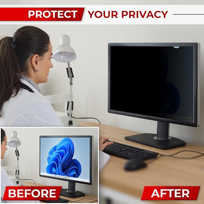 22 Inch 16:10 Computer Privacy Screen Filter for Monitor - Privacy Shield and Anti-Glare Protector
