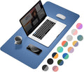 YSAGi Dual-Sided Laptop Desk Mat, 31.5" x 15.7", Waterproof Leather Writing Pad for Office and Home (Azure Blue+Green)