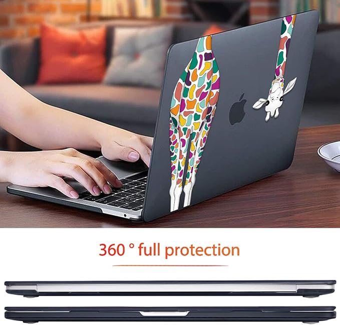 Mektron for MacBook Pro 16 Case A2141 2020 2019 Release, Matte Black Colorful Giraffe Smooth Hard Shell Cover 16 inch Laptop Case w/Keyboard Skin & Screen Protector & Dust Plug