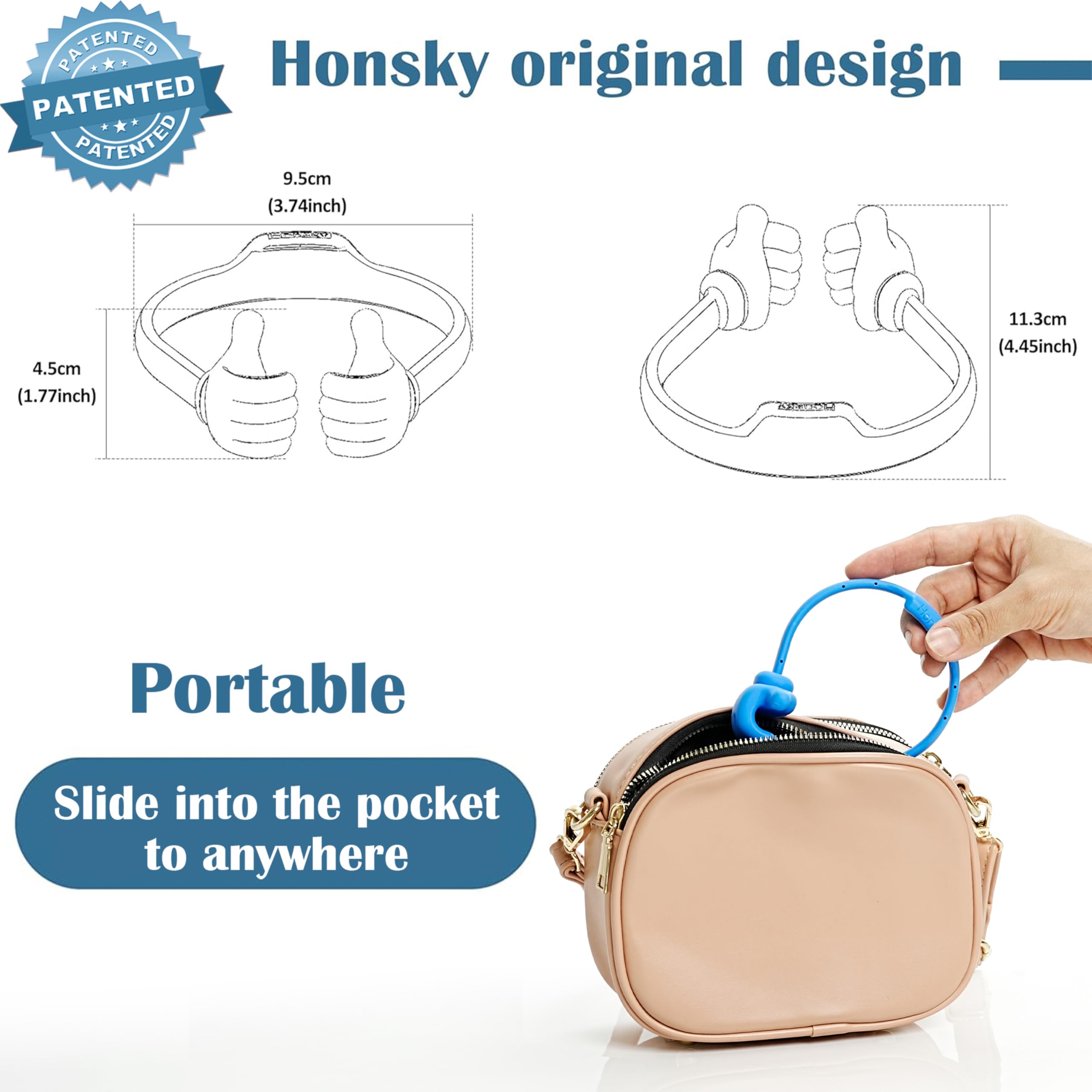 Honsky Cell Phone Stand Holder, Thumbs Up Lazy Phone Stand, Universal Adjustable Flexible, Cute Perfect Valentine's Day Gifts for Him/Her,Gifts for Couples, Compatible with Cell Phones & Tablets,Black