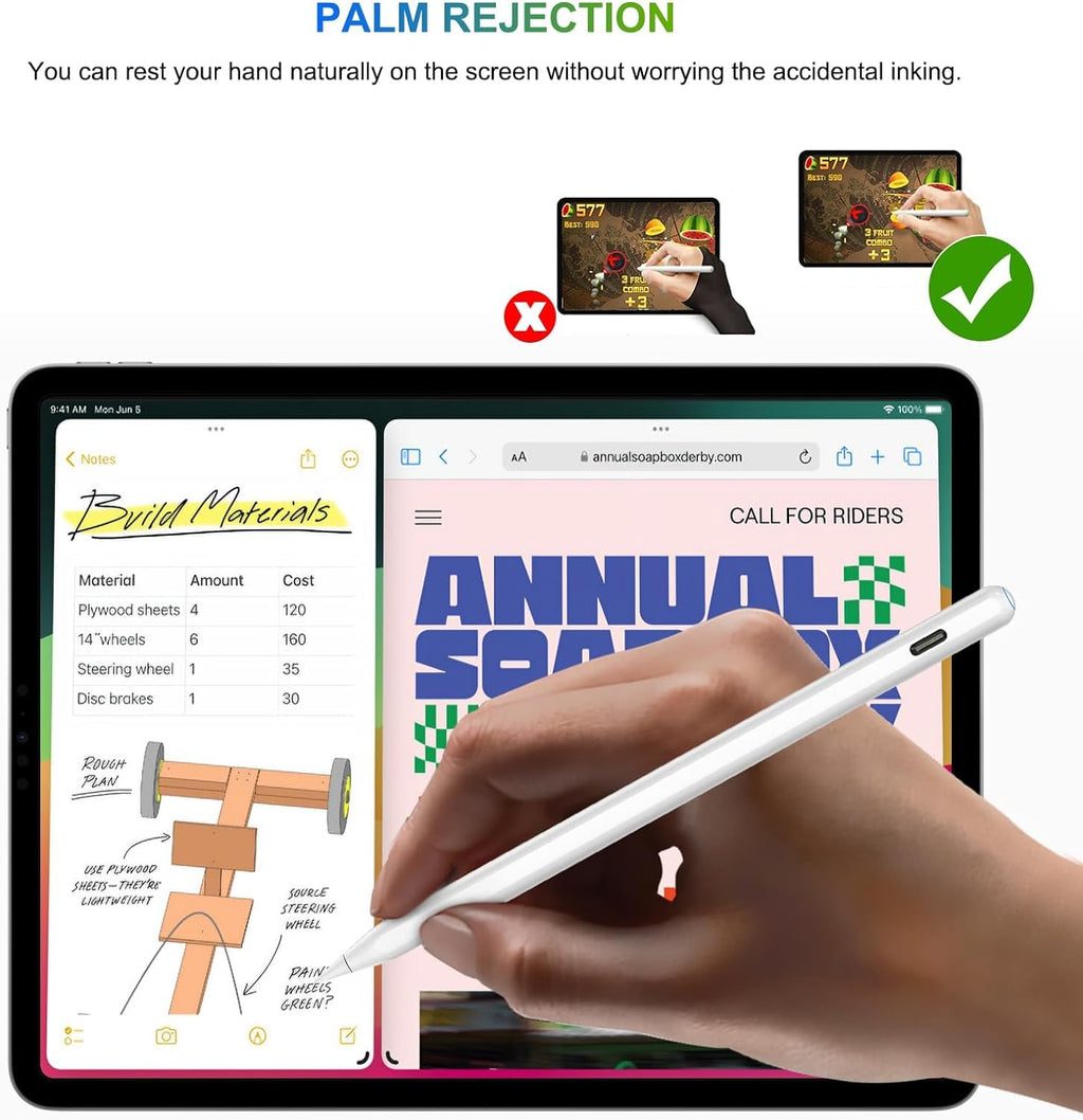 HATOKU Pencil 2nd Gen for Apple iPad 2018-2026, Magnetic Wireless Charging