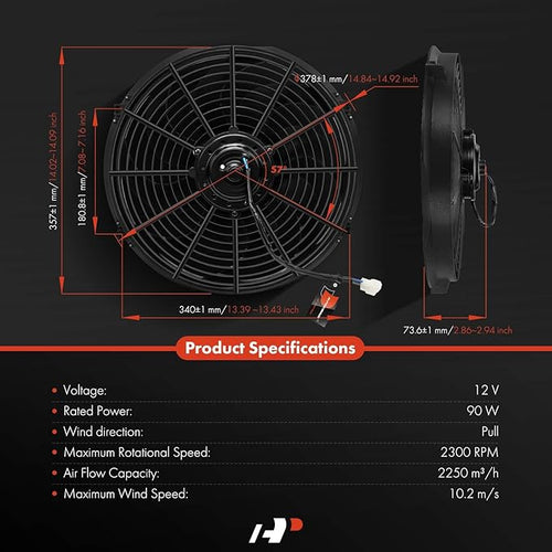 A-Premium 14'' 14 inch Slim Universal Electric Cooling Fan Assembly