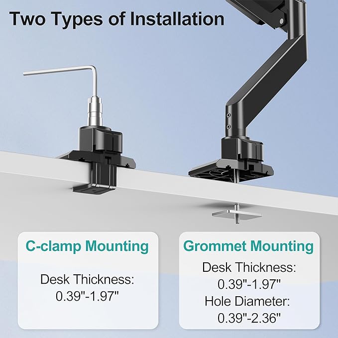MOUNT PRO Heavy Duty Monitor Arm for 49 inch Ultrawide Screen up to 44 lbs, Single Desk Computer Mount Curved Monitor Stand for Samsung Odyssey G9, Adjustable Gas Spring VESA Mount 75x75 100x100