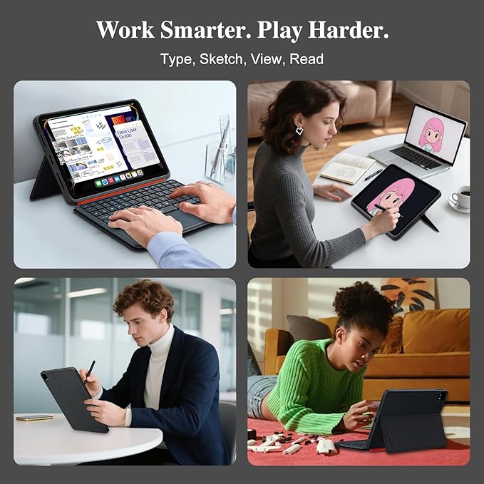 iPad Pro 13 inch Case with Keyboard (M4 2024), Flex Magnetic Detachable Backlit Keyboard for iPad Pro 13, Larger Multi-Trackpad, Landscape/Portrait, 160° Adjustable Stand, Slim Protective Case (Black)