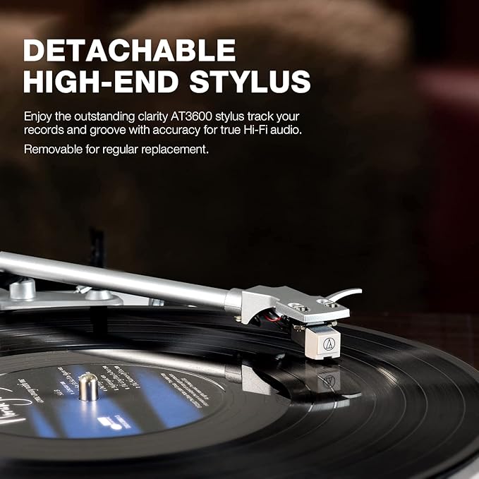 Turntables Belt-Drive Record Player with Wireless Output Connectivity, Vinyl Player Support 33&45 RPM Speed Phono Line USB Digital to PC Recording with Advanced Magnetic Cartridge&Counterweight