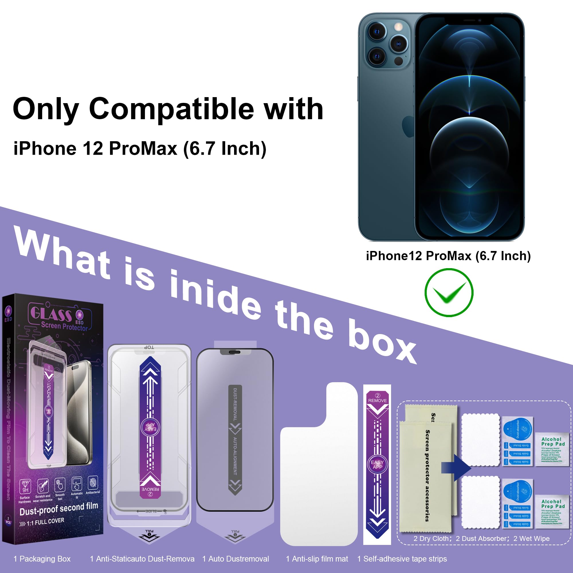 CHRYSHA 2-Pack Matte Screen Protector for iPhone 12 Pro Max 6.7-Inch, Auto Dust Removal, No Bubbles, High Definition Clear, Easy Installation