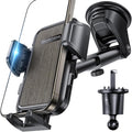 [2025 New] Dashboard Phone Holders for Your Car (+Vent Hook)[Military Grade Stable] Car Cell Phone Holder, Non-Slip Silicone Carbon Fiber Car Phone Mount, Rotatable Suction Cup for All Phone, Gray