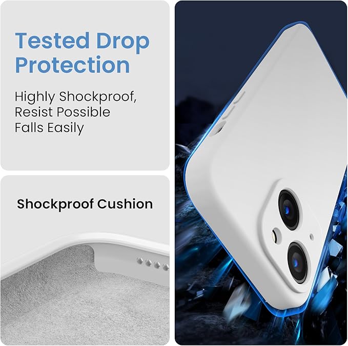FireNova Designed for iPhone 15 Case, Silicone Upgraded [Camera Protection] Phone Case with [2 Screen Protectors], Soft Anti-Scratch Microfiber Lining Inside, 6.1 inch, White