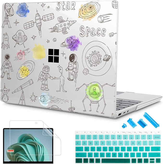 Tuiklol Case for 15 Inch Microsoft Surface Laptop 5/4/3 2022-2020, Model 1979/1953/1872/1873 Hard Shell Cover, Keyboard Cover+Screen Protector+Dust Plugs,Astronaut