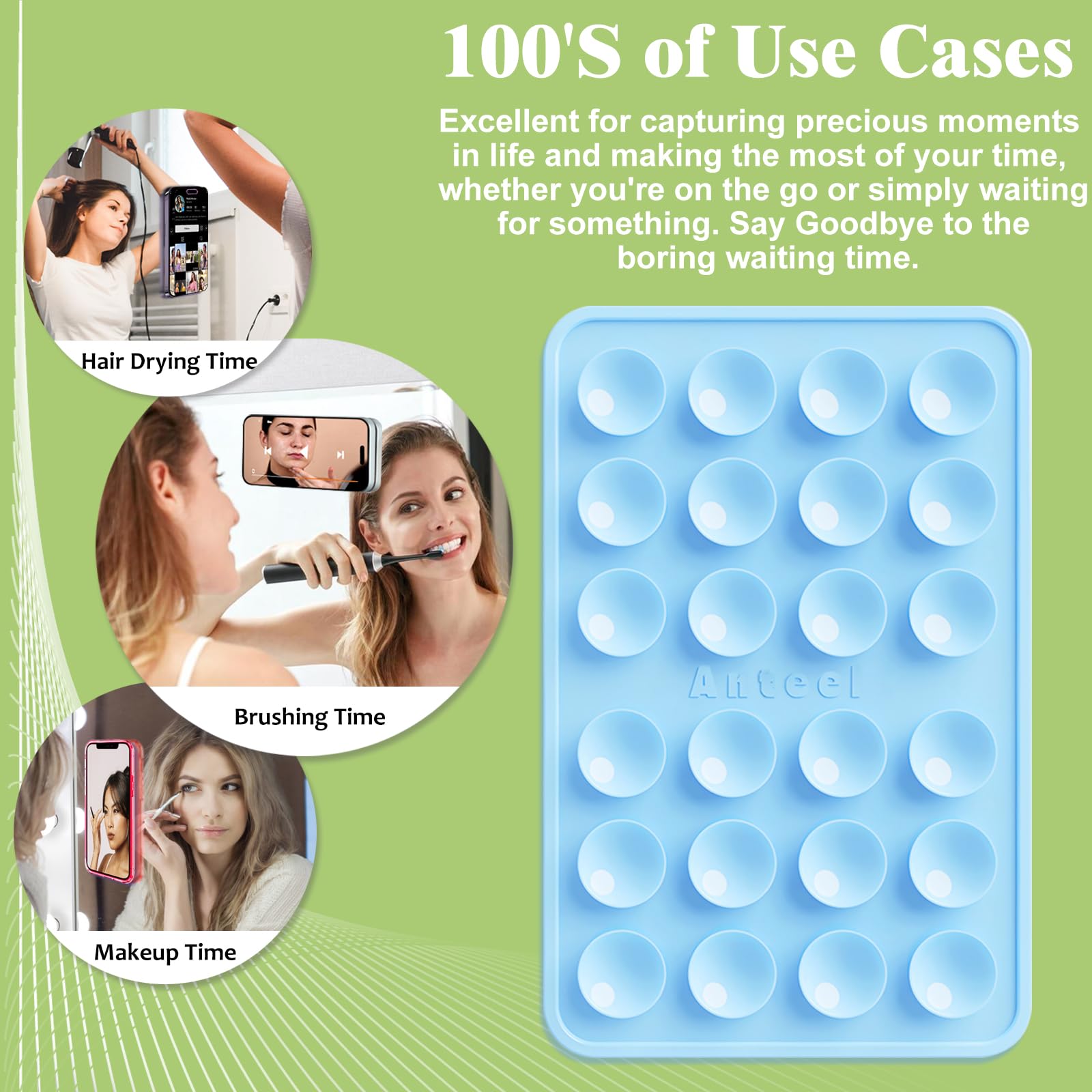 PKYAA Silicone Suction Phone Case Adhesive Mount, Upgraded Super Strong Grip, Durable, Easy to Use, Hands-Free Sticky Phone Holder for Selfies, Tiktok Videos, 2.56"x3.94" (TP&TP)