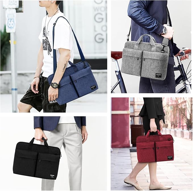 KINGSLONG 14 inch Laptop Bag with Shoulder Strap, Messenger Bag, Slim Computer Carrying Case Notebook Handbag Fit for Acer Asus Lenovo HP Toshiba, Blue