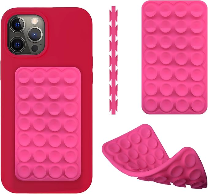 DreamsLink.LC Silicone Double-Sided Suction Phone Detachable Mount, Fidget Sticky Grip Hands-Free for Makeup, Gym, Cooking, ASMR/TikTok Recording & Selfie, Content Creator Trendy Gift (Clear