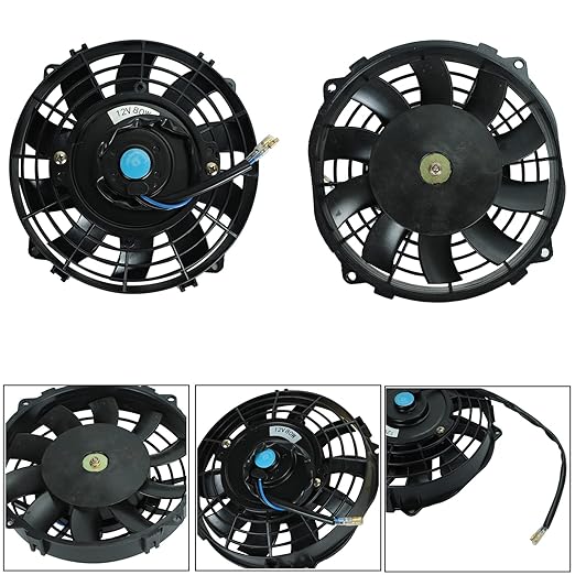 7 Inch Universal Slim Fan Push Pull Electric Radiator Cooling Fan 12V 80W Mount Kit Black Set of 2