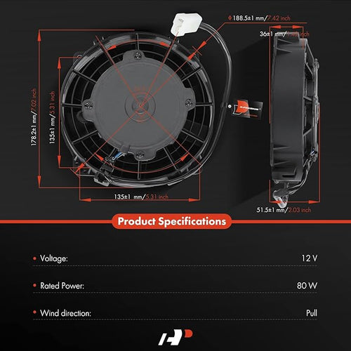 A-Premium 6.5'' 6.5 inch Slim Universal Electric Cooling Fan Assembly
