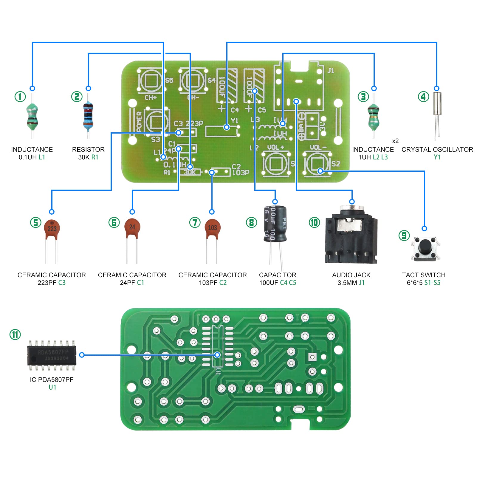 Yidab Soldering Practice Kit DIY Stereo Radio Plug-in Circuit Kit Learn Soldering Kit for Beginners