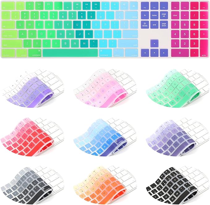 Allinside Rainbow Cover for Apple iMac Magic Wireless Keyboard with Numeric Keypad MQ052LL/A A1843 US Layout