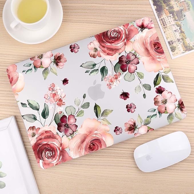 CISSOOK for MacBook Air 13.6 inch Case 2025 2024 2022 Release A3240 A3113 A2681, Matte Hard Shell Case Flower Cover with Keyboard Cover + USB Adapter for MacBook Air 13.6 M2 M3 M4 with Touch ID