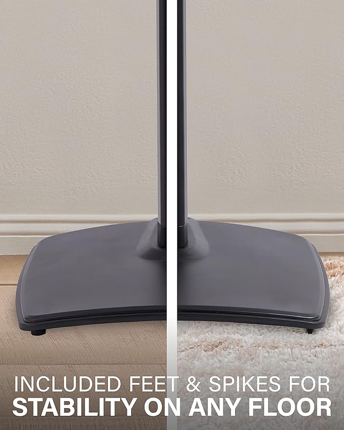 SANUS Adjustable Height Wireless Speaker Stands Designed for Sonos One, One SL, and Play:1 - Tool-Free Adjustment up to 16" and Built-in Cable Management - Black/Single