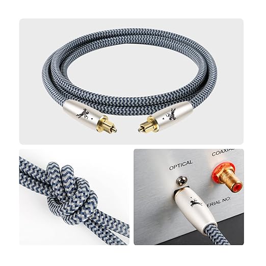 Digital Fiber Optic Audio Cable for Sound Bar Toslink Cord Male to Male 24K Gold Plated Connector Optical Audio Cable 6ft 10ft S/PDIF Glass Core, 3.3feet/1M IMP-2201