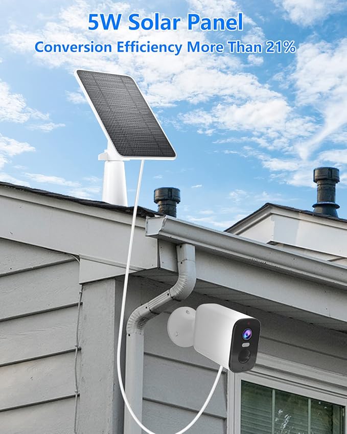Solar Panel for Security Camera, 5W USB Solar Panel for DC 5V Security Camera, Micro USB & USB-C Port Solar Panel, IP65 Waterproof Solar Charger for Camera,360° Adjustable Mounting 13ft Cable, 3 Pack