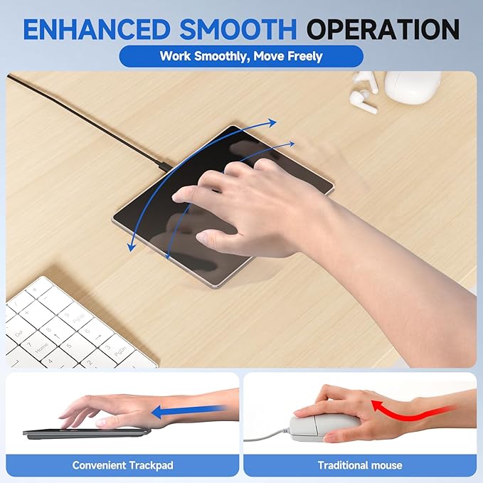 Wired Trackpad for Windows 10/11, High-Precision Multi-Touch Portable Trackpad Mouse with Multi-Gesture, Ultra Slim Aluminum USB Wired Touchpad Mouse, Compatible with PC Laptop Computer - Black