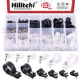 Hilitchi 132 Pcs 6 Sizes Black and White Plastic Cable Clamp R Type Screw Mounting Cord Fastener Cable Clips Assortment Kit with Screws for Wire Management Cable Conduit (Clips from 6mm to 23mm)