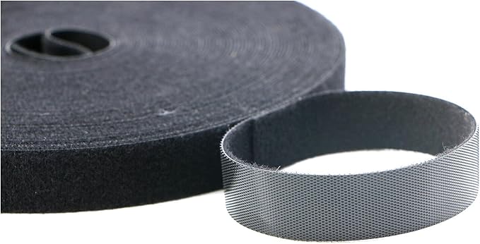 Reusable Fastening Tape Cable Ties 3/4 Inch Double Side Hook Roll (25 Yard, Black Upgraded Version)