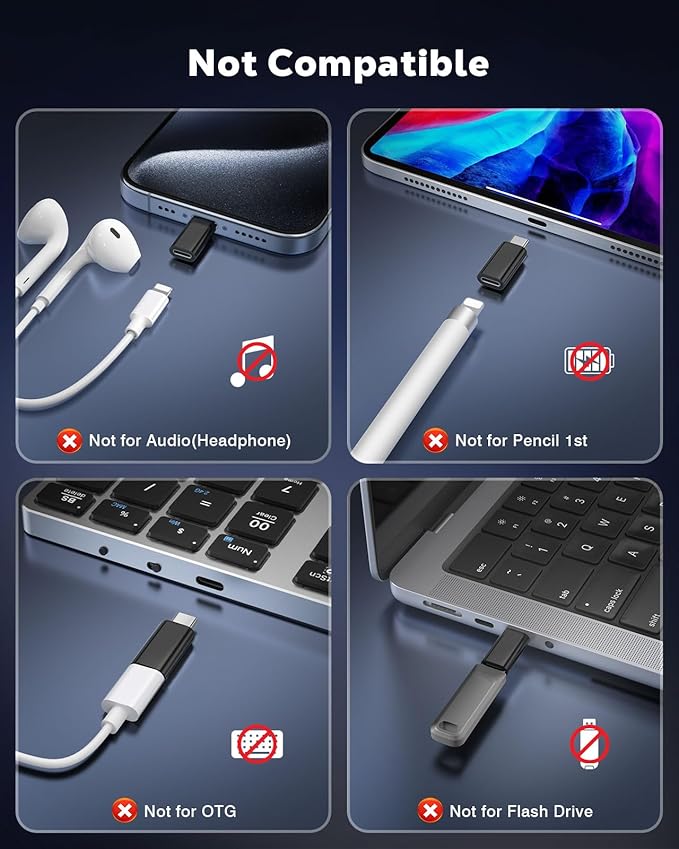 MoKo Lightning to USB-C Adapter for iPhone 17 16 15, Charge Only, 2 PCS