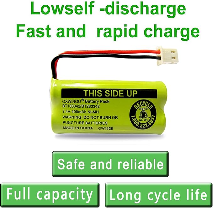 Replacement Battery BT183342/BT283342 BT166342/BT266342 BT162342 / BT262342 BT166342 Compatible with CS6114 CS6419 CS6719 AT&T EL52300 CL80112 CS6719-2 2.4V 400mAh (2 Pack)