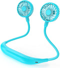 Portable Neck Fan, 2600mAh Battery Operated, Ultra Quiet Hands Free USB Fan with 3 Speeds, Strong Wind, 360° Adjustable High Flexibility Wearable Personal Fan for Sport Office Outdoor Travel (Cyan)