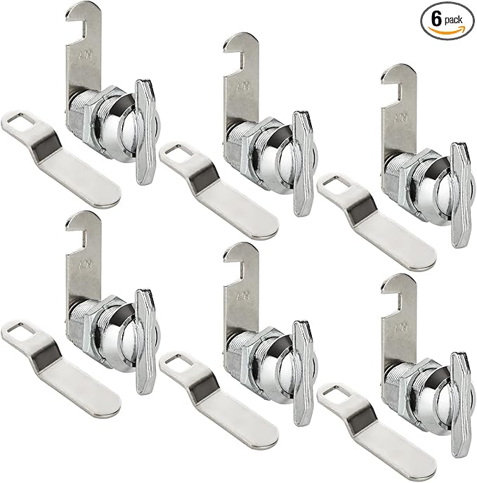 1" Thumb Operated Offset Cam Lock, 6Pcs Non-Locking Compartment Lock, RV Compartment Camper Storage Door, Vehicles, Cabinet Mailbox Drawer Replacement Cam Lock Silver