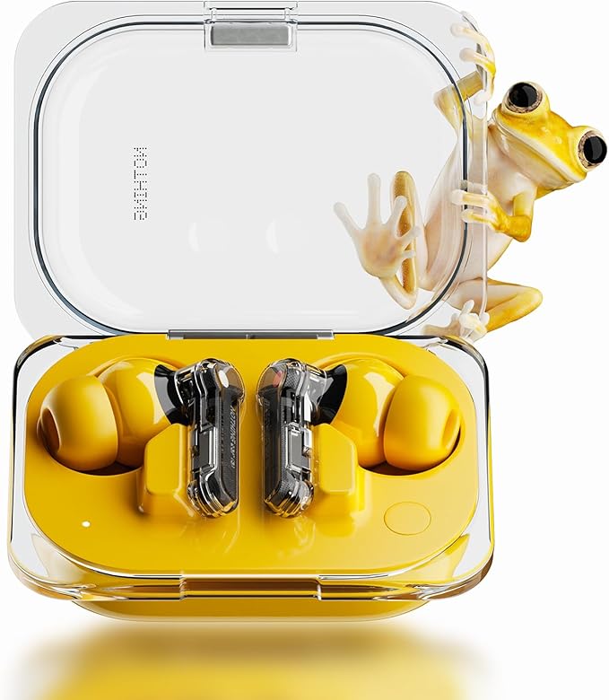 Nothing Ear (a) Wireless Earbuds, 45dB Hybrid Noise Cancelling Earbuds, Hi-Res Audio, Advanced Equaliser, Dual Connect, 6 Mics, 42.5H Playtime Ear Buds Wireless Bluetooth, Yolk