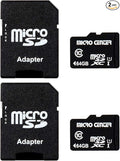 INLAND Micro Center 64GB Class 10 MicroSDXC Flash Memory Card with Adapter for Mobile Device Storage Phone, Tablet, Drone & Full HD Video Recording - 80MB/s UHS-I, C10, U1 (2 Pack)