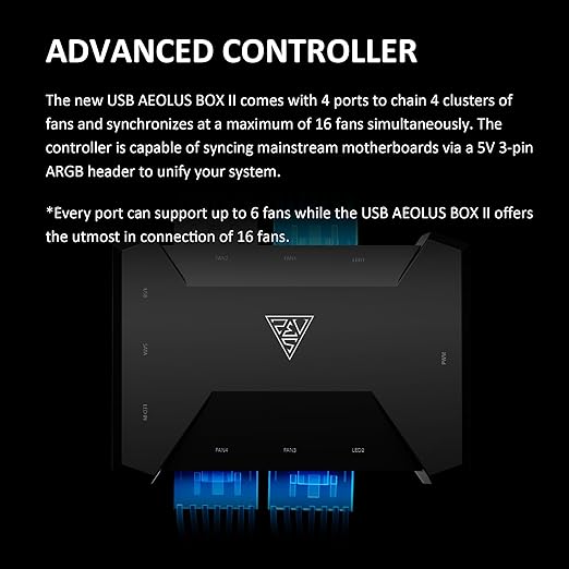 GAMDIAS Aeolus P2-1203U 120mm ARGB PWM Fan(3 Fan Pack w/USB Hub), Include Reverse Fan Blade x3, ARGB Sync Ready, Easy Installation & Cabless Daisy-Chain Design, Silent Operation, Up to 2400RPM, Black