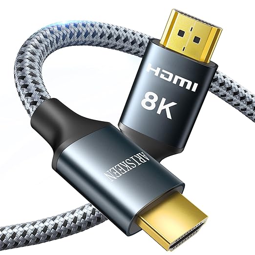 ARISKEEN 8K HDMI Cable 8 FT, 48Gbps High Speed HDMI 2.1 Cable, 8K 60Hz, 4K 120Hz 144Hz Braided HDMI Cord - 8 Feet