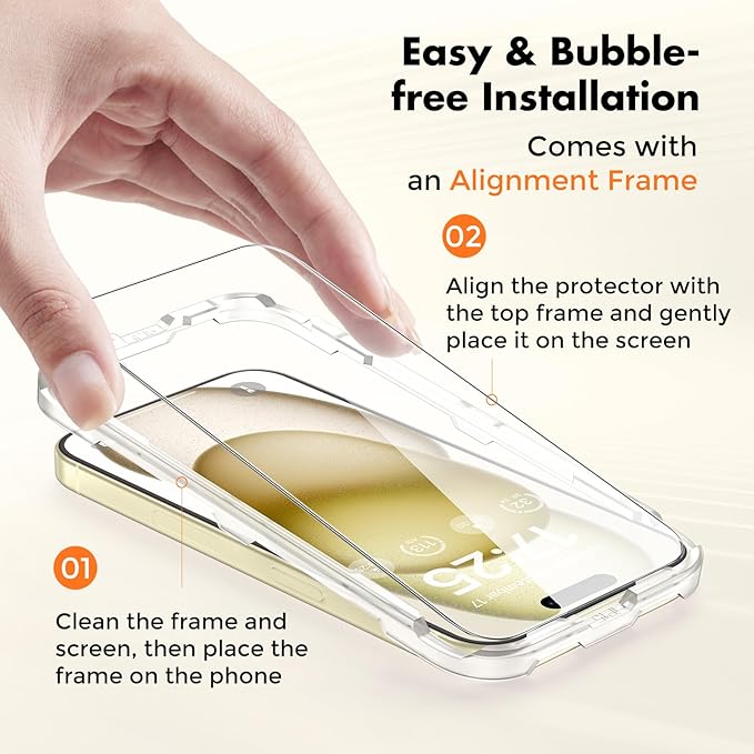 UNBREAKcable 2-Pack Screen Protector for iPhone 16, Double Shatterproof Tempered Glass [Easy Installation Frame] [9H Hardness] [99.99% HD Clear] [Case Friendly] for iPhone 6.1 inch