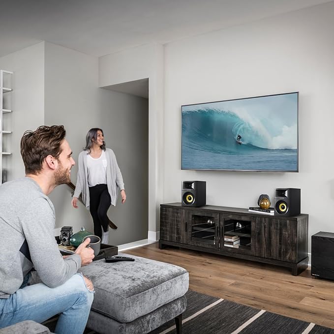 SW205 4" Bookshelf Speakers | Immersive HiFi Audio with Virtual Surround | Flagship DAC/DSP Engine | Geometric Diffusion Cabinet | 80W, Bluetooth 5.4/Optical/AUX Inputs, Wireless Remote, Black