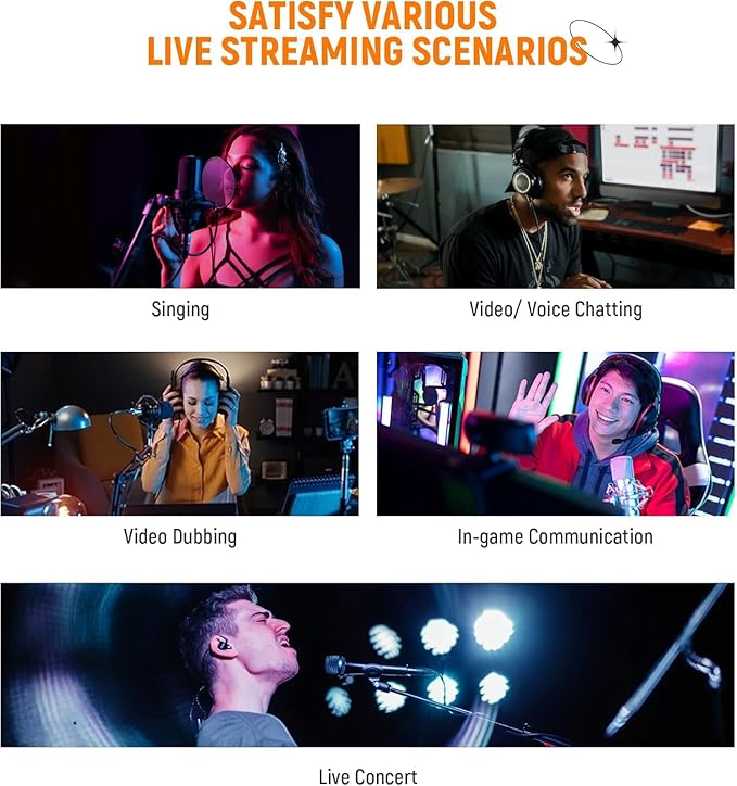 Synido Podcast Equipment Sound Card, Audio Interface Mixer with Pro-preamp, 48V Phantom, 9 Customize Sound Pads, XLR, 1/4", 1/8" Inputs for Live Streaming/Music Recording/Gaming/PC/Guitar, Black