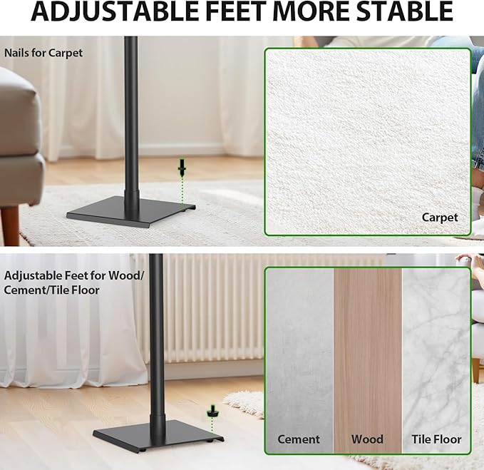 USX MOUNT Universal Speaker Stands, Height Adjustable Extend 30.0" to 39.1" for Satellite Speakers & Small Bookshelf Speakers up to 11 lbs Per Stand, 1 Pair Floor Stands for Sony Bose Polk JBL Yamaha