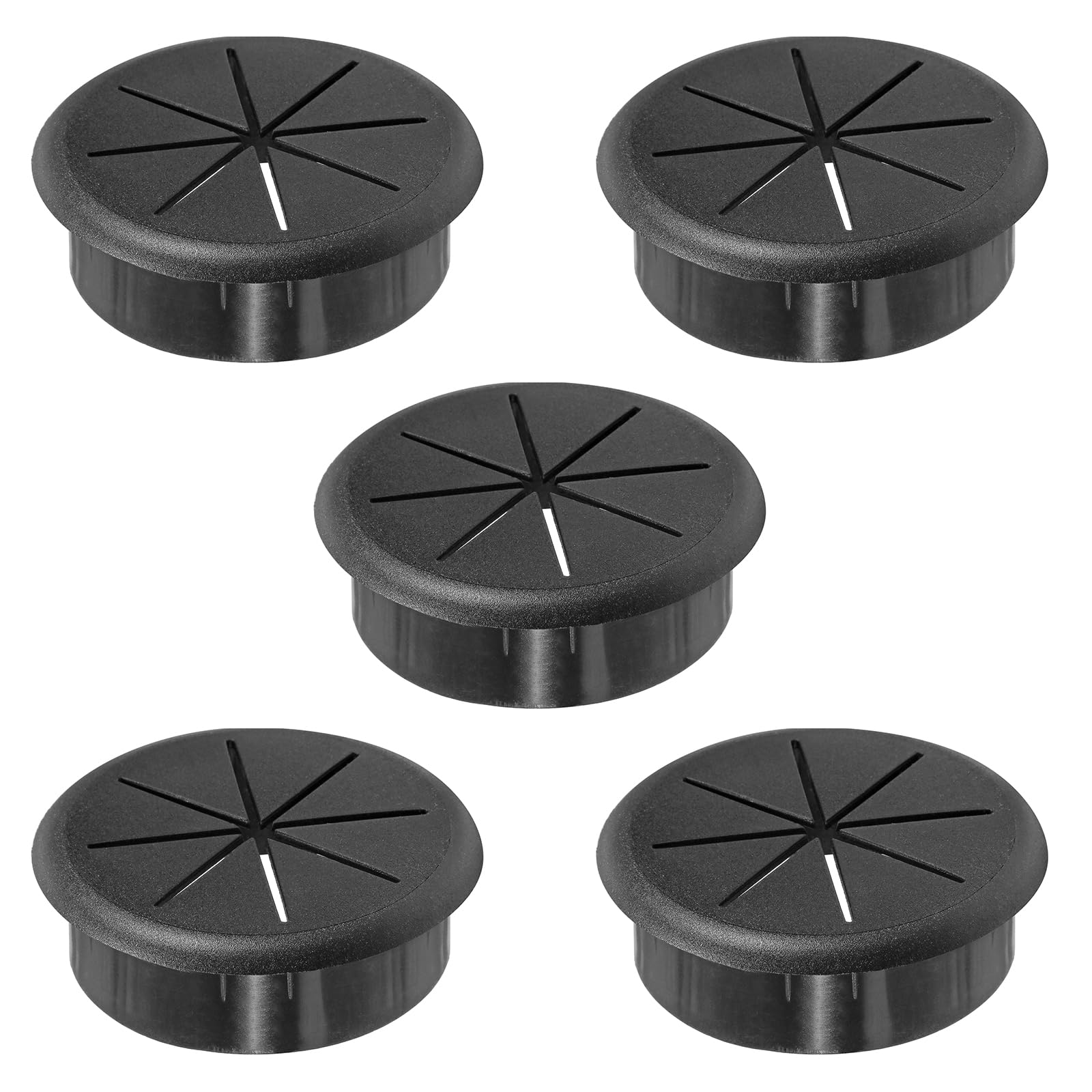 2-3/8" Black Desk Grommet, JTemgle Flexible Cable Grommet Rubber Cable Hole Cover Wire Organizer Caps Desktop Cord Management for Home Office TV Stands Tabletops, 5 Pieces