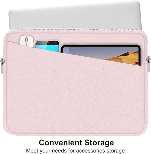 15.6 inch Laptop Sleeve Case, Durable Computer Carrying Bag Protective Case Briefcase Handbag with Front Pocket, Slim Laptop Cover for 15.6 Inch HP, Dell, Lenovo, Asus, Notebook, Pink