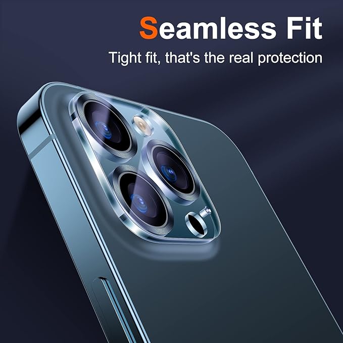 UniqueMe [ 3 Pack] Compatible with iPhone 12 Pro Max 6.7" Camera Lens Protector Tempered Glass,[Case Friendly][New version][Scratch-Resistant][Easy Installation] -Blue