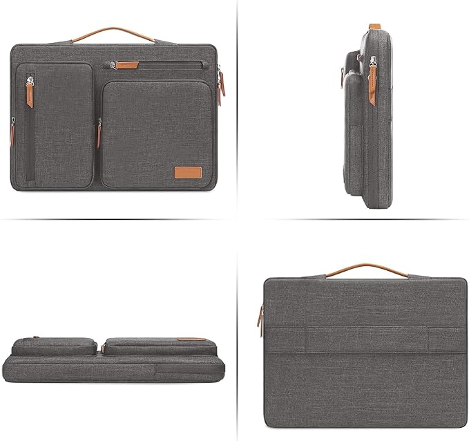 MOSISO 360 Protective Laptop Case 13 inch, 13 inch Laptop Sleeve Compatible with MacBook Air M4 M3 M2 M1 2025-2018/Pro M2 M1 2025-2016, Side Open Carrying Case with 4 Zipper Pockets&Handle, Taupe Gray