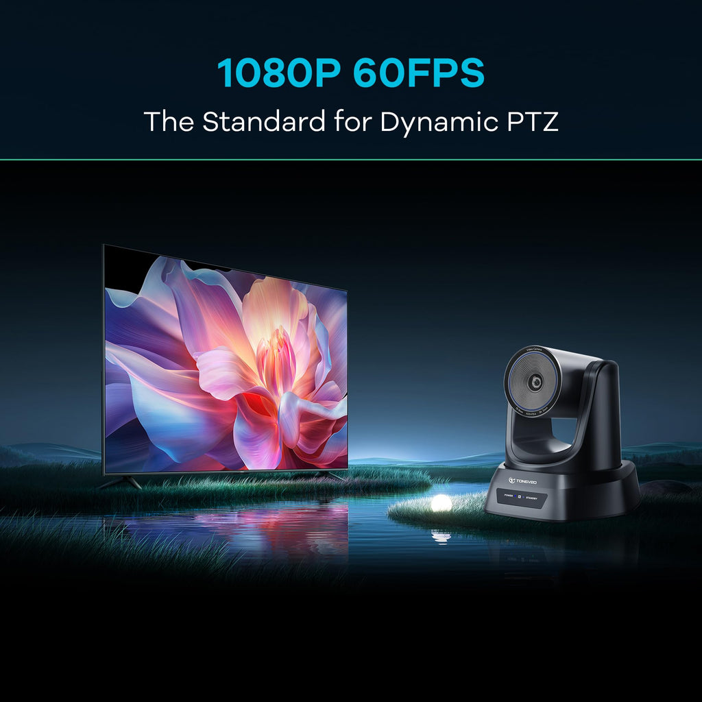 TONGVEO 3X Optical Zoom PTZ Camera AI Auto-Tracking HDMI USB 3.0 1080P 60fps Wide-Angle for Video Conference Business Meeting Live Streaming Online Learn with Zoom YouTube Teams OBS and More