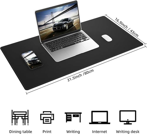 AFIING Desk Mat, Black, 31.5" x 17", Cork Desk Pad Protector
