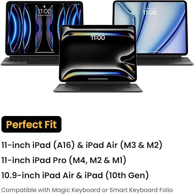 tomtoc 360 Protective Puffy Tablet Sleeve for iPad Pro 11-inch (M4/(4th/3rd/2nd/1st Gen), iPad Air 11-inch (M3) 2025/(M2) 2024 with Magic Keyboard/Smart Keyboard, Quilted Soft Puffer iPad Case